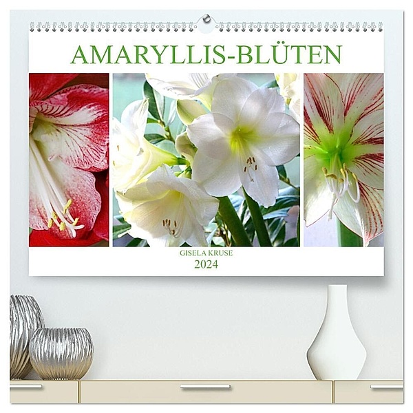 Amaryllis-Blüten (hochwertiger Premium Wandkalender 2024 DIN A2 quer), Kunstdruck in Hochglanz, Gisela Kruse
