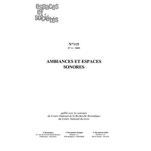 Ambiances et espaces sonores115 / Hors-collection, Collectif