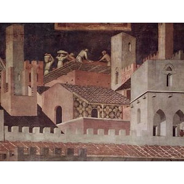 Ambrogio Lorenzetti - Auswirkungen der guten Regierung in der Stadt, Detail: Architektur (Bauwesen) - 2.000 Teile (Puzzl
