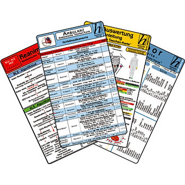 Ambulanz Karten-Set - EKG, Laborwerte, Notfallmedikamente, Reanimation