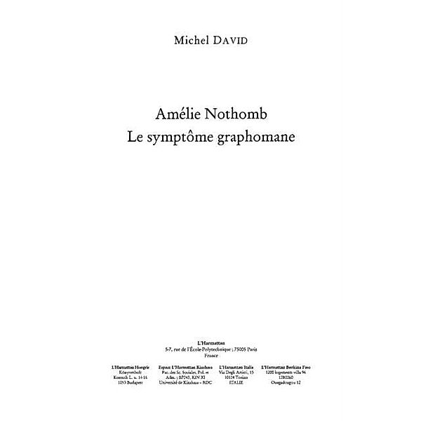 Amelie nothomb le symptome graphomane / Hors-collection, Lamchichi Abderrahim