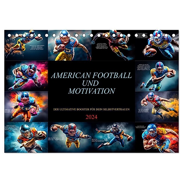 American Football und Motivation (Tischkalender 2024 DIN A5 quer), CALVENDO Monatskalender, Dirk Meutzner