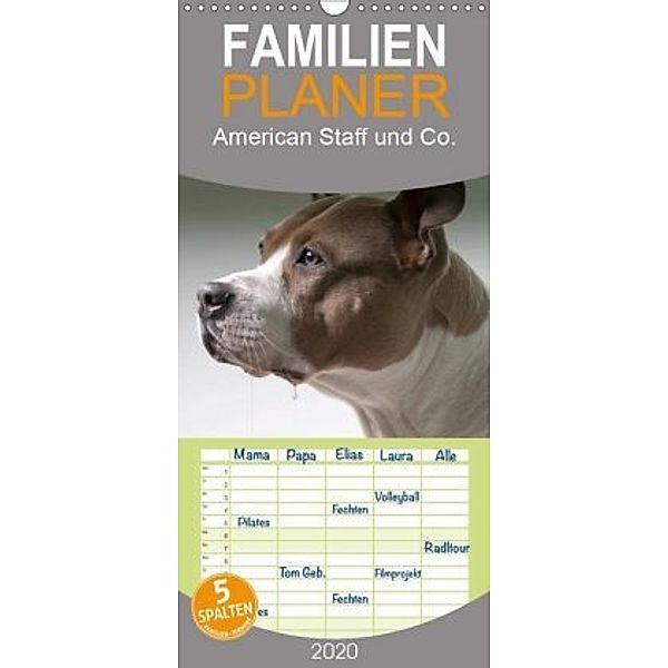 American Staff und Co. - Familienplaner hoch (Wandkalender 2020 , 21 cm x 45 cm, hoch), Elisabeth Stanzer