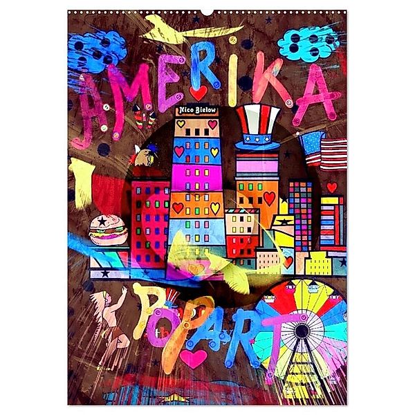 Amerika Popart von Nico Bielow (Wandkalender 2024 DIN A2 hoch), CALVENDO Monatskalender, Nico Bielow