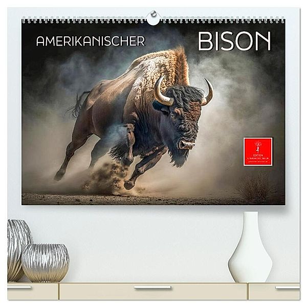Amerikanischer Bison (hochwertiger Premium Wandkalender 2024 DIN A2 quer), Kunstdruck in Hochglanz, Peter Roder