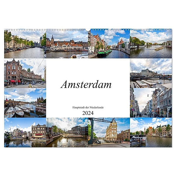 Amsterdam - Hauptstadt der Niederlande (Wandkalender 2024 DIN A2 quer), CALVENDO Monatskalender, Dirk Meutzner