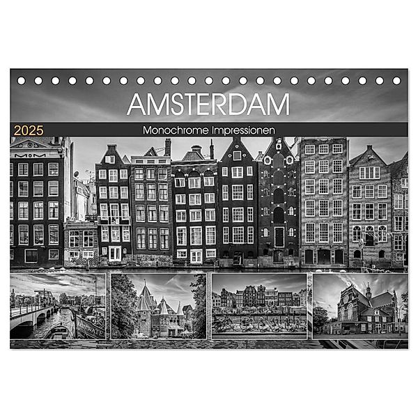 AMSTERDAM Monochrome Impressionen (Tischkalender 2025 DIN A5 quer), CALVENDO Monatskalender, Calvendo, Melanie Viola