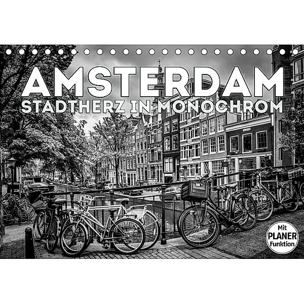 AMSTERDAM Stadtherz in Monochrom (Tischkalender 2019 DIN A5 quer), Melanie Viola