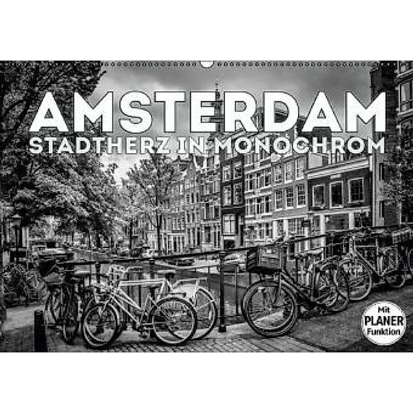 AMSTERDAM Stadtherz in Monochrom (Wandkalender 2016 DIN A2 quer), Melanie Viola