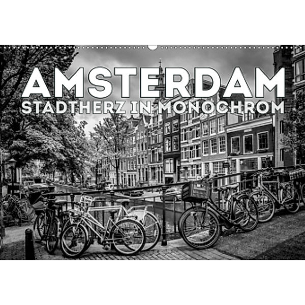 AMSTERDAM Stadtherz in Monochrom (Wandkalender 2020 DIN A2 quer), Melanie Viola