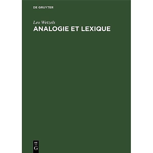 Analogie et Lexique, Leo Wetzels