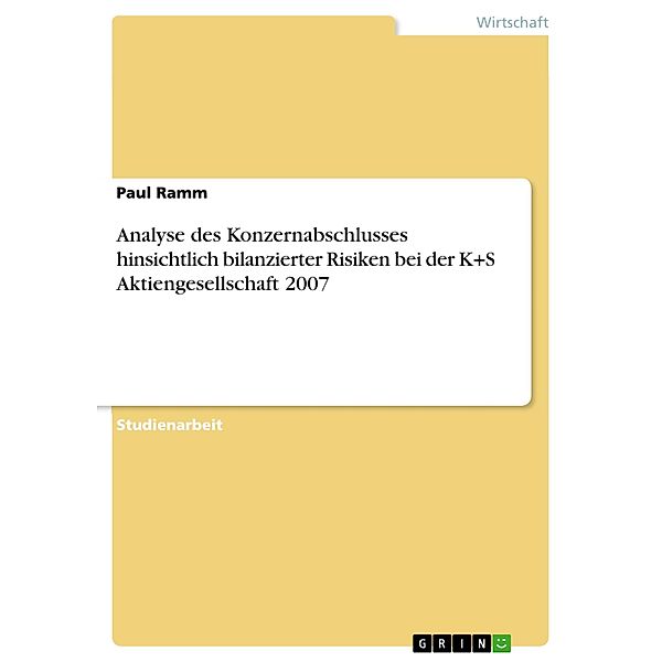 Analyse des Konzernabschlusses hinsichtlich bilanzierter Risiken bei der K+S Aktiengesellschaft 2007, Paul Ramm