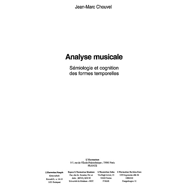Analyse musicale / Hors-collection, Jean-Marc Chouvel