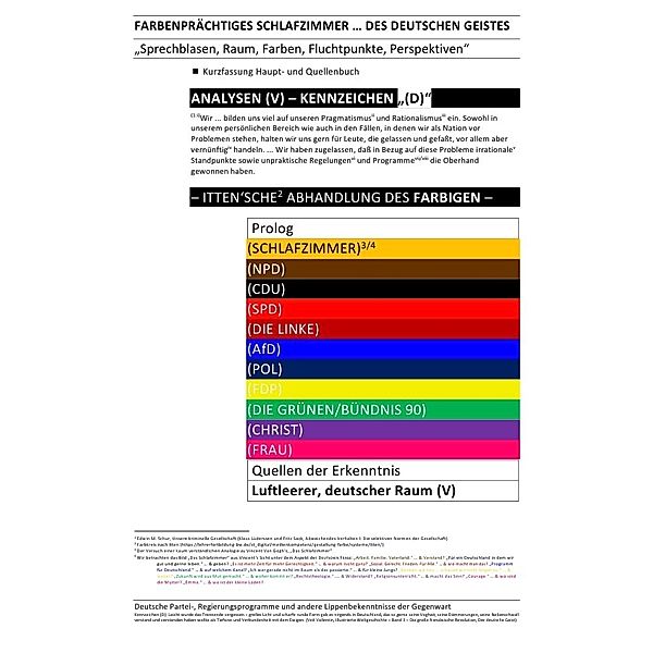 ANALYSEN / FARBENPRÄCHTIGES SCHLAFZIMMER (KURZFASSUNG BUCH & QUELLEN) ... DES DEUTSCHEN GEISTES - ANALYSEN (V) - KENNZEICHEN (D), Sozialkritische Professionals: Deutschland (SP: D), C. M. Faust