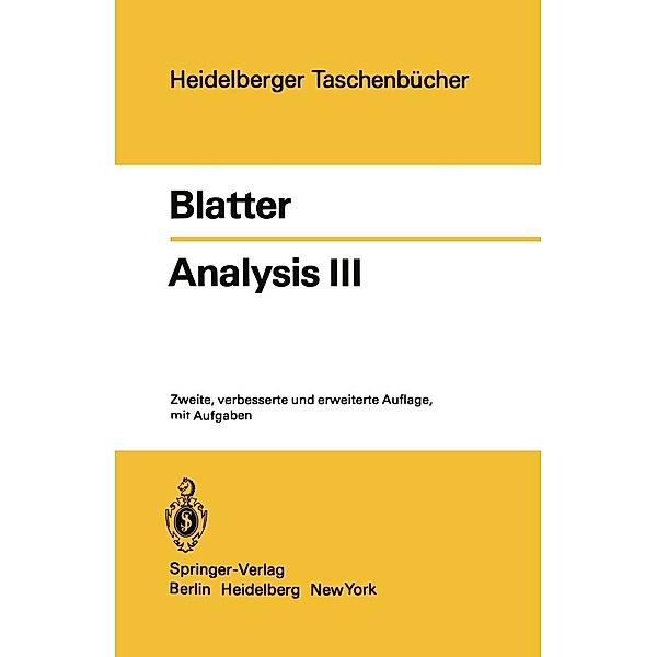 Analysis III / Heidelberger Taschenbücher Bd.153, C. Blatter