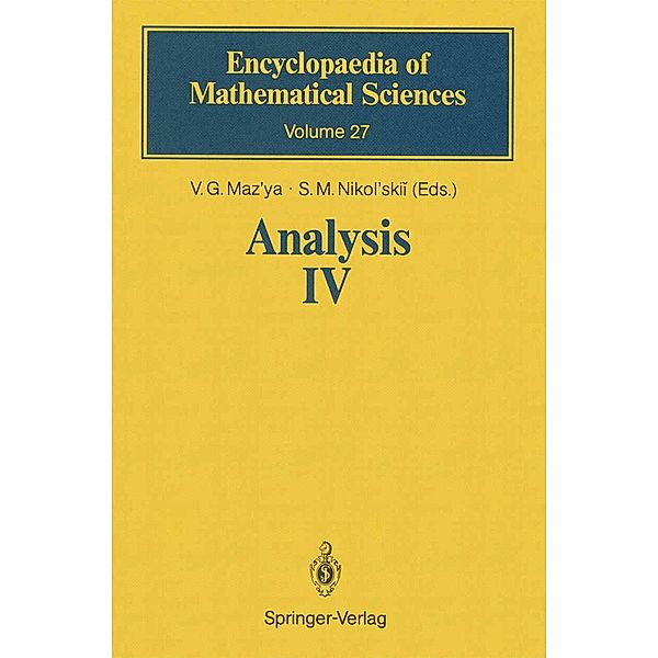 Analysis IV / Encyclopaedia of Mathematical Sciences Bd.27, V. G. Maz'ya