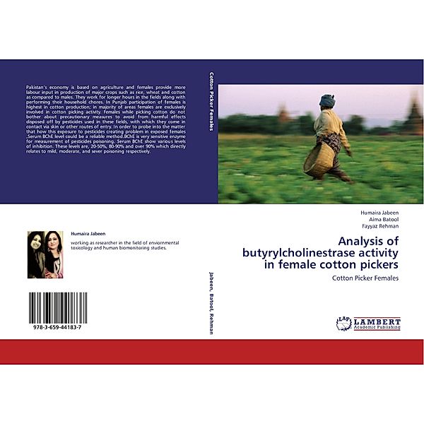 Analysis of butyrylcholinestrase activity in female cotton pickers, Humaira Jabeen, Aima Batool, Fayyaz Rehman