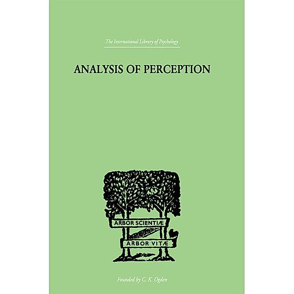 Analysis Of Perception, J R Smythies