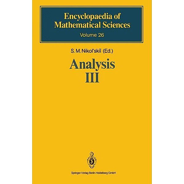 Analysis: Vol.3 Analysis III, S. M. Nikol'skii, L. D. Kudryavtsev, V. G. Maz'ya