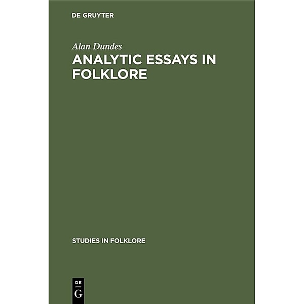 Analytic Essays in Folklore, Alan Dundes