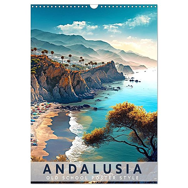 Andalusia - Old School Poster Style (Wall Calendar 2024 DIN A3 Portrait), Val Thoermer