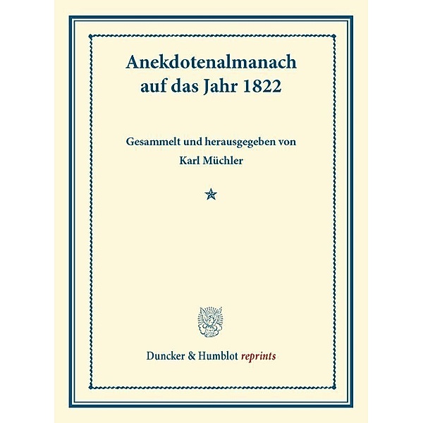 Anekdotenalmanach auf das Jahr 1822.