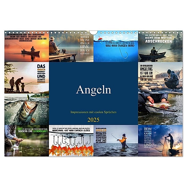 Angeln - Impressionen mit coolen Sprüchen (Wandkalender 2025 DIN A3 quer), CALVENDO Monatskalender, Calvendo, Susan Michel