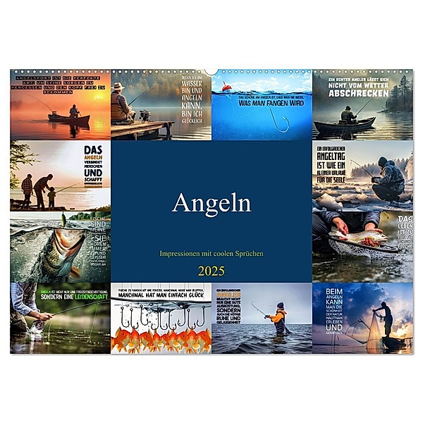 Angeln - Impressionen mit coolen Sprüchen (Wandkalender 2025 DIN A2 quer), CALVENDO Monatskalender, Calvendo, Susan Michel