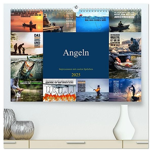 Angeln - Impressionen mit coolen Sprüchen (hochwertiger Premium Wandkalender 2025 DIN A2 quer), Kunstdruck in Hochglanz, Calvendo, Susan Michel