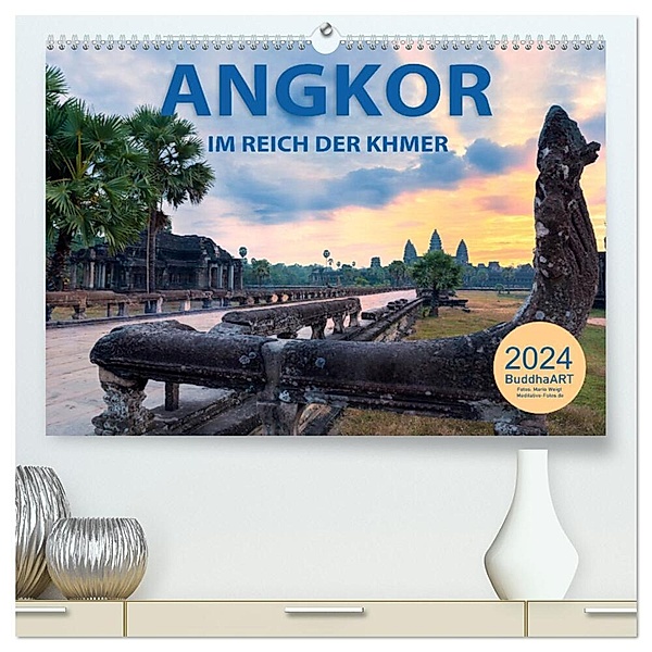 ANGKOR - IM REICH DER KHMER (hochwertiger Premium Wandkalender 2024 DIN A2 quer), Kunstdruck in Hochglanz, BuddhaART