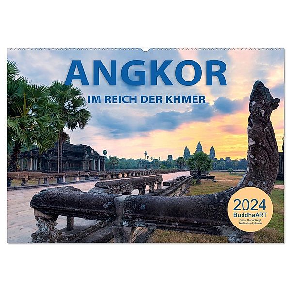 ANGKOR - IM REICH DER KHMER (Wandkalender 2024 DIN A2 quer), CALVENDO Monatskalender, BuddhaART