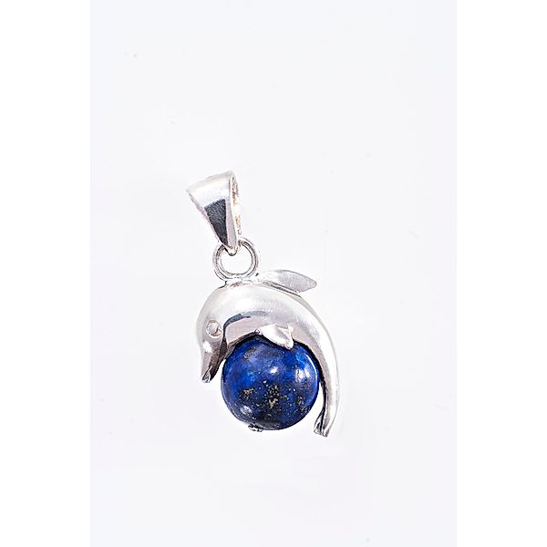 Anhänger Delfin mit Lapislazuli, Silber 925