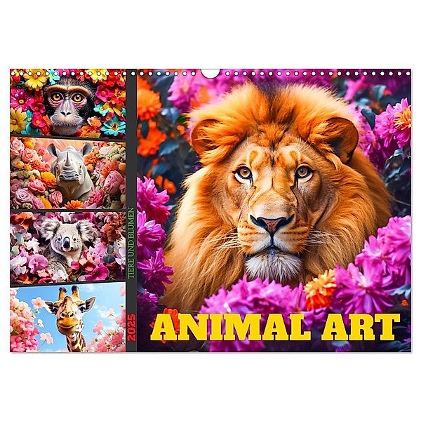 Animal Art - Tiere und Blumen (Wandkalender 2025 DIN A3 quer), CALVENDO Monatskalender, Calvendo, Dirk Meutzner