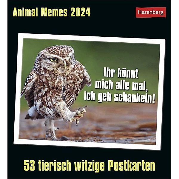 Animal Memes Postkartenkalender 2024. Witzige Tierfotos mal anders: Jede Woche neue Memes mit coolen Sprüchen in einem Tischkalender zum Aufstellen. Zum Lachen und Verschicken, Elena Merschhemke