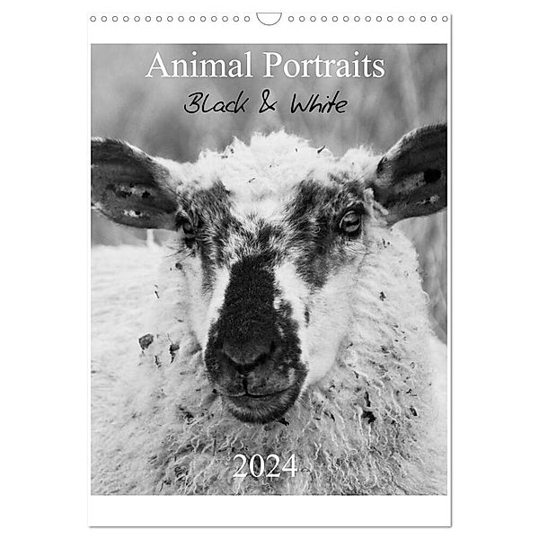 Animal Portraits Black & White 2024 CH Version (Wandkalender 2024 DIN A3 hoch), CALVENDO Monatskalender, Peter Hebgen