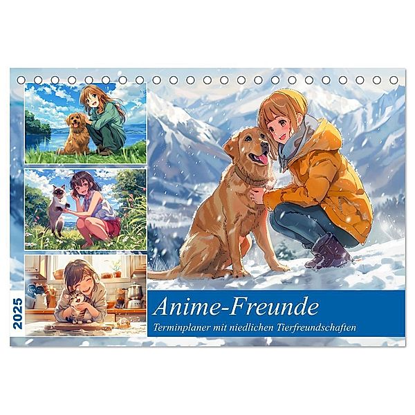 Anime-Freunde - Terminplaner mit niedlichen Tierfreundschaften (Tischkalender 2025 DIN A5 quer), CALVENDO Monatskalender, Calvendo, Anja Frost