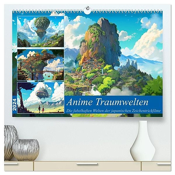 Anime Traumwelten (hochwertiger Premium Wandkalender 2024 DIN A2 quer), Kunstdruck in Hochglanz, Kerstin Waurick
