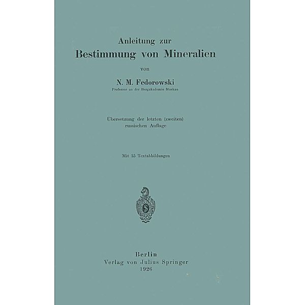 Anleitung zur Bestimmung von Mineralien, N. M. Fedorowski