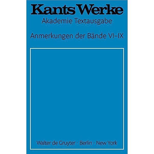 Anmerkungen der Bände VI-IX, Immanuel Kant