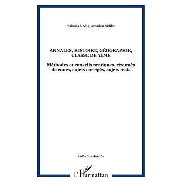 Annales histoire geographie classe de 3e / Hors-collection, Collectif