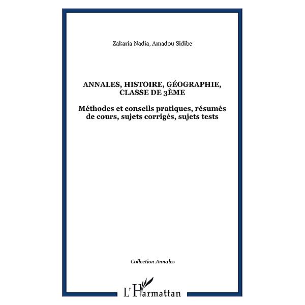 Annales histoire geographie classe de 3e / Hors-collection, Collectif