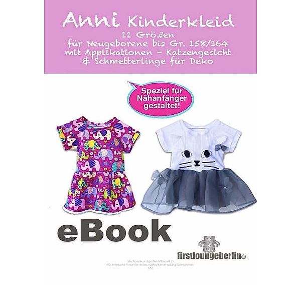 ANNI Kinderkleid Babykleid Schnittmuster mit Nähanleitung von firstloungeberlin, Ina Schille