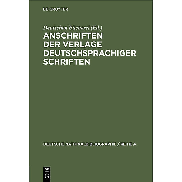 Anschriften der Verlage deutschsprachiger Schriften