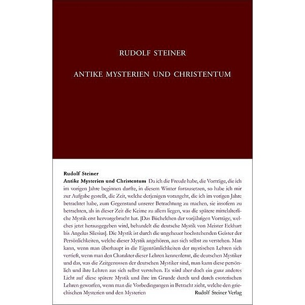 Antike Mysterien und Christentum, Rudolf Steiner, Rudolf Steiner Nachlassverwaltung