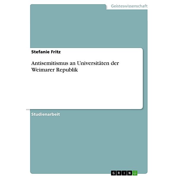 Antisemitismus an Universitäten der Weimarer Republik, Stefanie Fritz