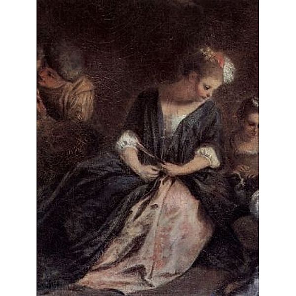Antoine Watteau - Der Zeitvertreib der italienischen Komödianten (Récréation italienne), Detail - 100 Teile (Puzzle)