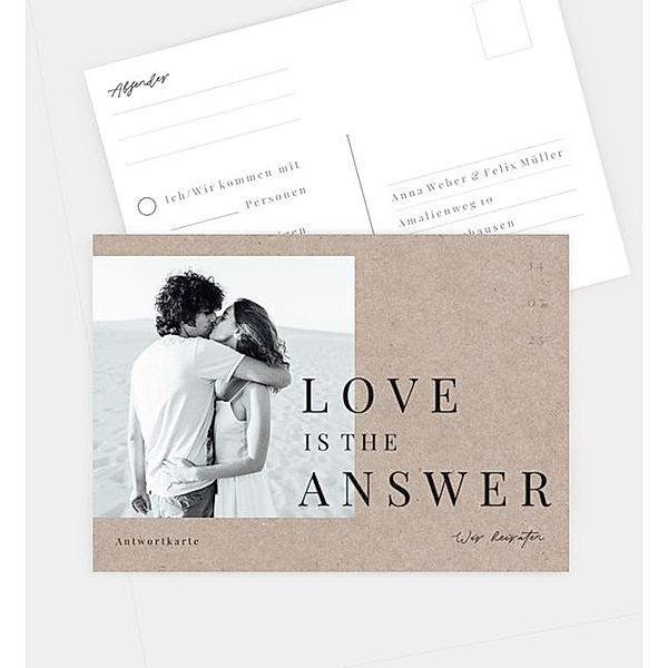 Antwortkarte Editorial Wedding Style · Crafty, Postkarte quer (148 x 105mm)