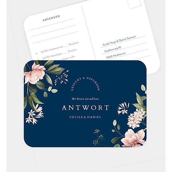 Antwortkarte Flower Arc, Postkarte quer (148 x 105mm)