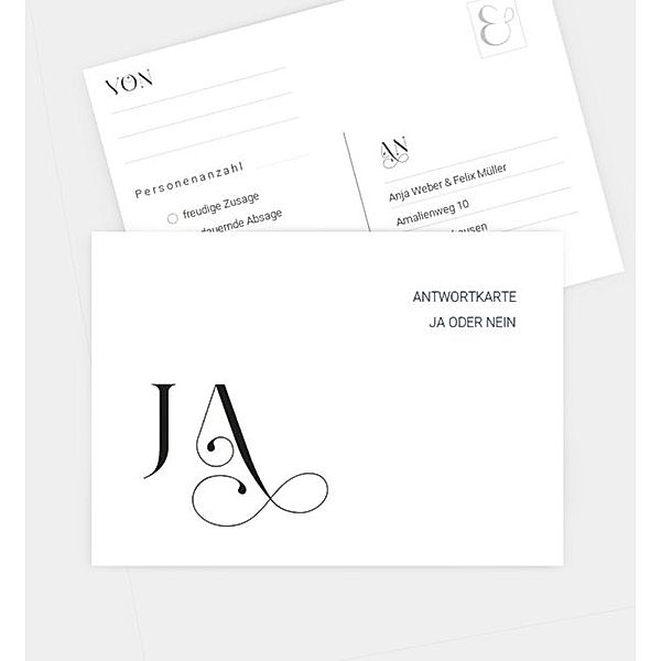 Antwortkarte Modern Font, Postkarte quer (148 x 105mm)