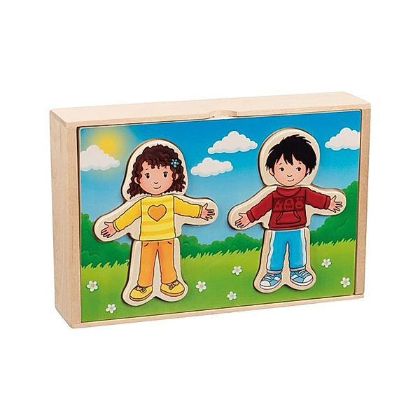 Goki Anziehpuppenpuzzle JUNGE UND MÄDCHEN 36-teilig aus Holz, goki